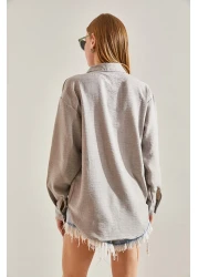 Bianco Lucci قميص كتان نسائي مطرز