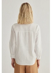  Collection White Cotton Blended Linen Look Oversize Wide Fit Woven Shirt Twoss25Go00096