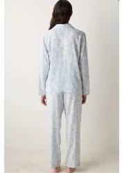 Penti Roses Shirt Pants Light Blue Pajama Set