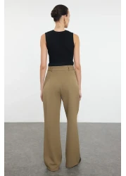  Collection High Waist Wide Leg Pleated Fabric Pants - Light Khaki Twoaw21Pl0076