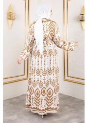 Tesettür Dünyası فستان فيسكوز منقوش على شكل جمل TSD 250140