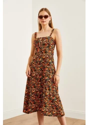 Olalook فستان منقوش متعدد الألوان بسحاب ELB-19000615 نسائي