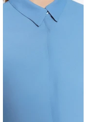  Collection Light Blue Woven Shirt - Transparent Sleeve, Regular Fit TWOAW20GO0116