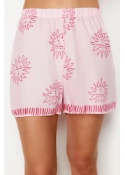  Collection طقم بيجامة منسوجة بنقشة الشمس الوردية مع شورت فيسكوز THMSS24PT00009