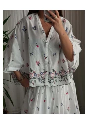 Lavanta Tekstil طقم تنورة قميص مطرزة