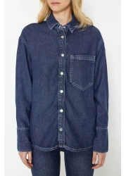  Collection Sustainable Dark Blue Oversize Denim Shirt - 100% Tencel ™ Twoss24Go00141