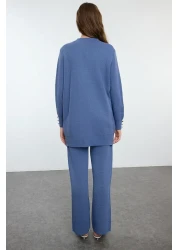  Modest Indigo Knitwear Top and Bottom Set - Pearl Button Tctaw25Us00035