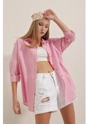 Bigdart 3900 قميص أساسي طويل كبير الحجم - وردي