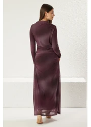  Modest Purple Gradient Knitted Dress Tctss25Eb00043