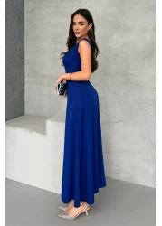 modavingo Women Soft Touch Front Back Square Neck Dress Sax Mdv1001