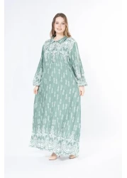 mervemoda Women's long plus size woven viscose dress