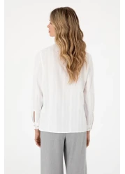 U.S. Polo Assn. قميص أبيض طويل الأكمام للمرأة 50299631 -VR013