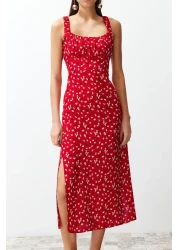  Collection Red Floral Viscose Maxi Woven Dress TWOSS24EL00613