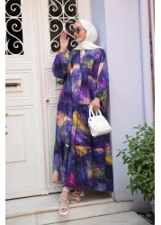 LOCCO Women's Galaxy Patterned Dress Purple