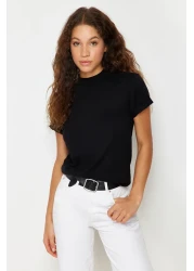  Collection تي شيرت أسود بياقة واقفة 100% قطن - TWOAW20TS0096