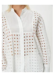 Koton قميص سكالوب بأكمام طويلة - ياقة قاضية بأزرار