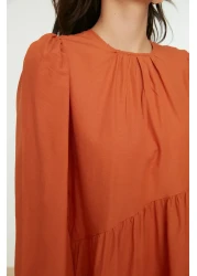  Modest Cinnamon Gather Detailed Cotton Wide Fit Woven Dress TCTSS21EL3470