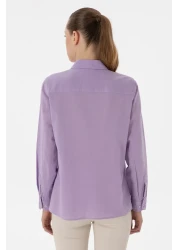 U.S. Polo Assn. Women's Lilac Linen Blended Long Sleeve Basic Shirt 50298098 -Vr034