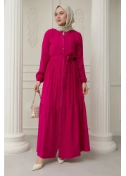 InStyle فستان فوشيا فيسكوز مع نقطة أمامية