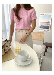 ASEZ BUTİK بلوزة نسائية صيفية رفيعة بأكمام قصيرة