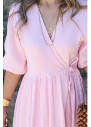 bytugcekaya فستان طويل من الموسلين الوردي