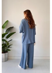 MaziButik مجموعة من قطعتين من النسيج القطني النيلي