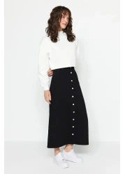  Collection Black Button Closure Denim Jeans Skirt TCTSS23EE00024