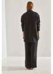 Bianco Lucci Women's Elastic Waist Trousers Bottom and Top Set