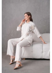 BURRASCA Embroidered Stone Linen Suit