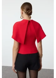  Collection Woven Red Blouse - Collar Detailed Tprss24Bz00053