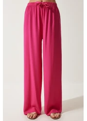 Happiness İstanbul بنطلون فوشيا صيفي فيسكوز بالازو للسيدات EN00610