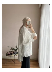 Afra Lıne HENZA قميص تونيك مطرز باللؤلؤ