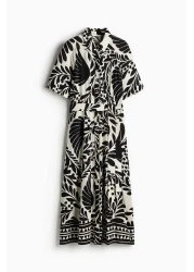 H&M فستان قميص بحزام ربط