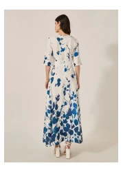 Styli فستان ماكسي بطبعة زهور وتصميم ملفوف على شكل حرف A