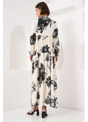 Bigdart 2423 Model Authentic Patterned Dress - D. Cream