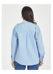 Styli قميص كبير الحجم من قماش التويل مع جيوب ذات غطاء