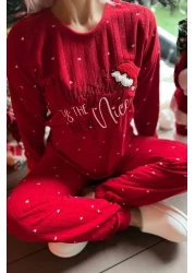 Pijamaevi طقم بيجامة من الصوف المخملي المنقوش للعام الجديد