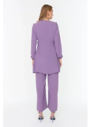  Modest طقم تونيك وبنطلون Aerobin بتفاصيل ربط العيينة باللون الأرجواني TCTAW22US0092