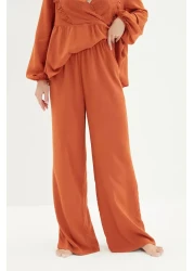  Collection Cinnamon Flower Embroidered Frilly Viscose Woven Pajamas Set Thmaw22Pt0293