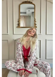 Pijamaevi طقم بيجامة نسائية محبوكة حصريًا من Red Flore