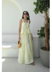 Havoş Light Yellow Mendoza Blouse Skirt Suit