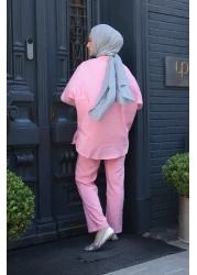 LOCCO Women's Single Pocket Detail Double Suit Pink