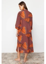  Collection فستان شاطئ متوسط الطول مصنوع من القطن بنسبة 100% بنمط سمكة TBESS22EL0009