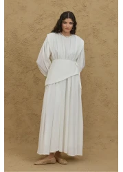 Fahhar Mobile Piece Voile Dress Ecru