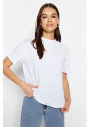  Collection Pink-White 2-Pack 100% Cotton Basic Stand-Up Collar Knitted T-Shirt TWOSS20TS1500