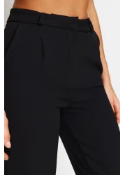  Collection بنطال قماش أسود مطوي بأرجل واسعة - TWOSS21PL0155