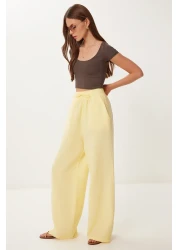 Lovelyİstanbul بنطلون موسلين بالازو أصفر LMX0008