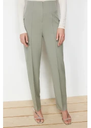  Modest Khaki Accessory Detailed Woven Fabric Vest Trousers Top and Bottom Set TCTSS24US00035