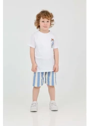 yns coolstar Unisex Model Surf Patterned Orange Color Summer Top and Bottom Set