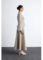 Manuka Beige Tuvit Blouse - Peplum Detailed